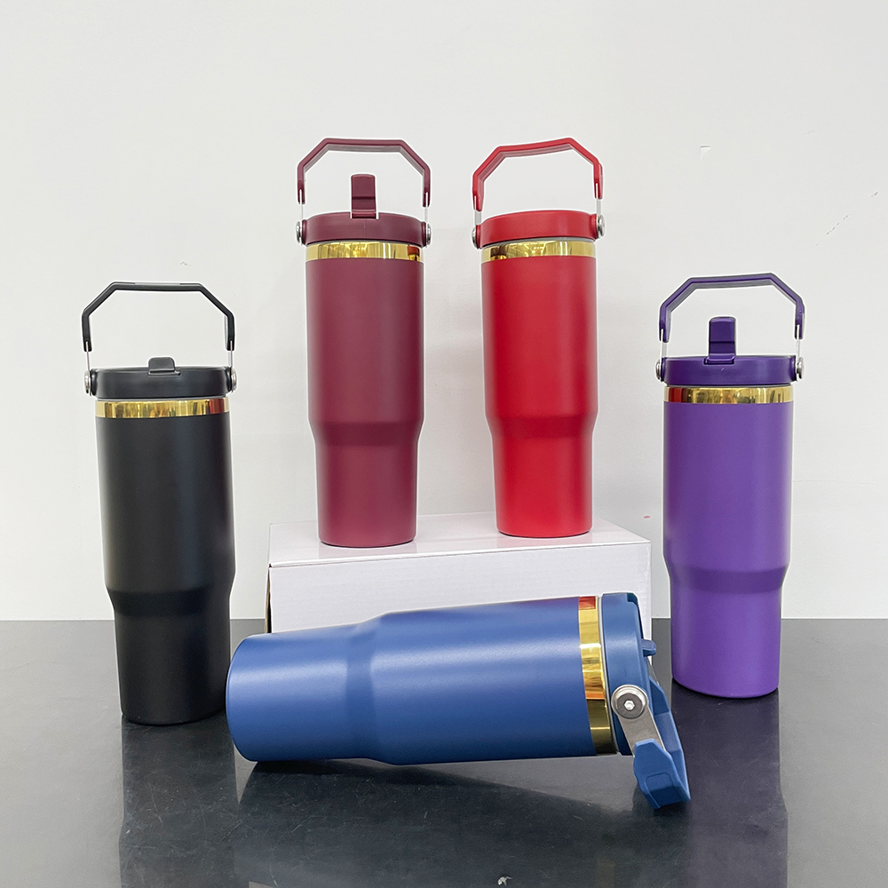 20 Pack Yipai China Warehouse 30oz Mirror Gold Plated Flip Straw Tumblers for Laser Engraving Double Wall Power Coated Water Bottles for Outdoor