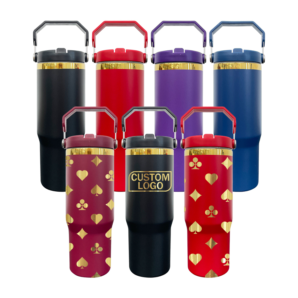 20 Pack Yipai China Warehouse 30oz Mirror Gold Plated Flip Straw Tumblers for Laser Engraving Double Wall Power Coated Water Bottles for Outdoor