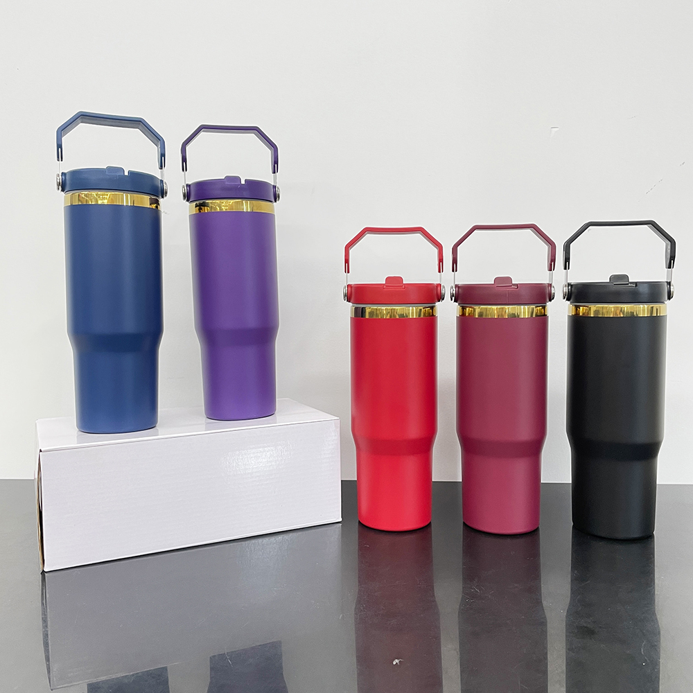 20 Pack Yipai China Warehouse 30oz Mirror Gold Plated Flip Straw Tumblers for Laser Engraving Double Wall Power Coated Water Bottles for Outdoor