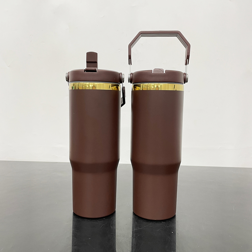 25 Pack YIPAI USA Warehouse Gold plated Chocolate 30oz Flip Top Straw Water Bottle for Laser Engraving