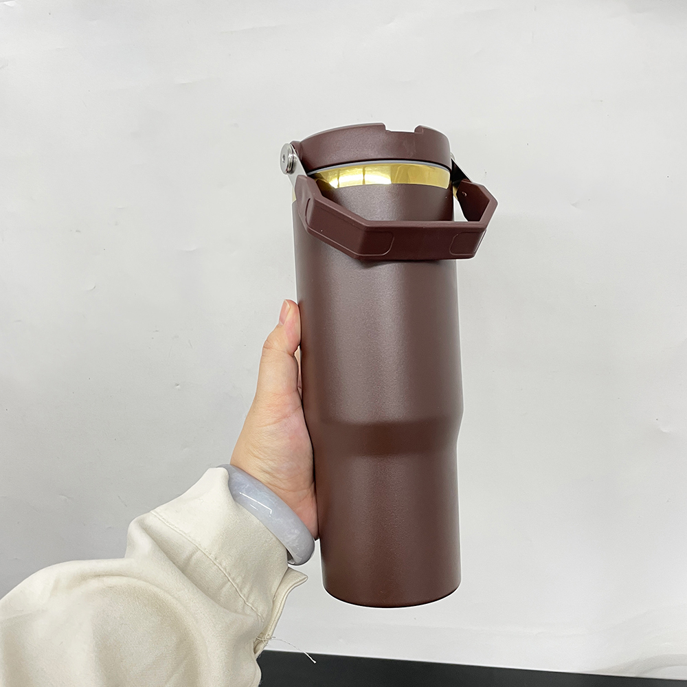 25 Pack YIPAI USA Warehouse Gold plated Chocolate 30oz Flip Top Straw Water Bottle for Laser Engraving