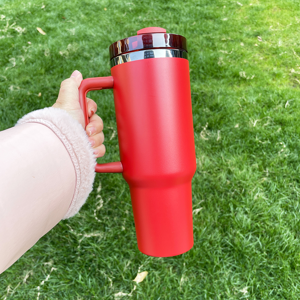 20 Pack YIPAI USA Warehouse Red H2.0 40oz Power Coated Mirror Black Plated Tumbler For Laser Engraving