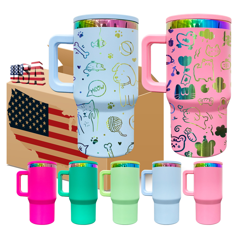 25 Pack YIPAI USA Warehouse 20oz Kids Stainless Steel Tumblers with Leak Proof Straw Lids Rainbow Underneath Power Coated Tumblers for Laser Engraving