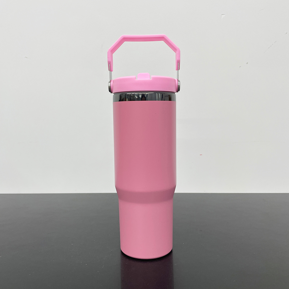 20 Pack Yipai China Warehouse Mirror Black Plated 30oz Flip Straw Outdoor Water Bottle with Top Handle for Laser Engraving