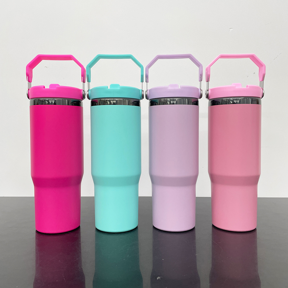 20 Pack Yipai China Warehouse Mirror Black Plated 30oz Flip Straw Outdoor Water Bottle with Top Handle for Laser Engraving