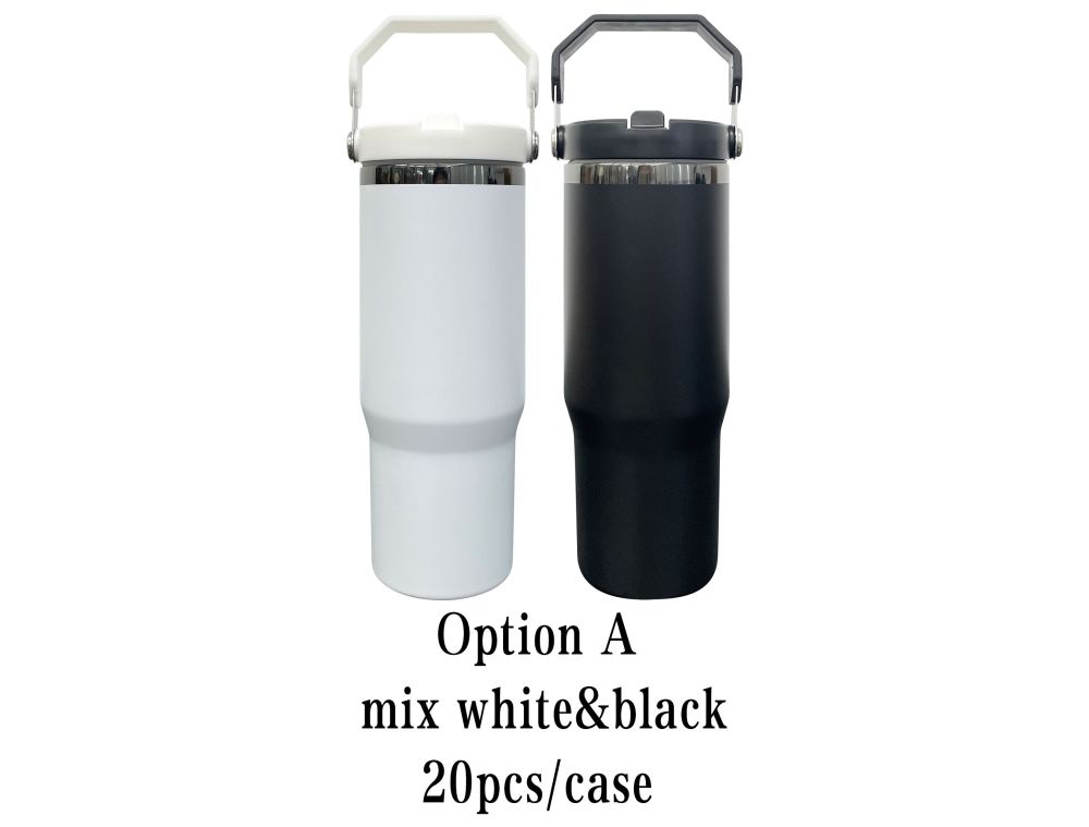 20 Pack Yipai China Warehouse Mirror Black Plated 30oz Flip Straw Outdoor Water Bottle with Top Handle for Laser Engraving