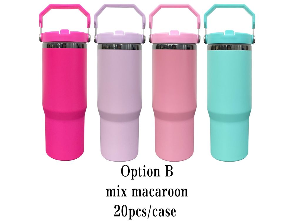 20 Pack Yipai China Warehouse Mirror Black Plated 30oz Flip Straw Outdoor Water Bottle with Top Handle for Laser Engraving
