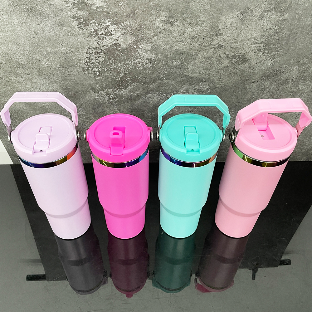 20 Pack YIPAI USA Warehouse 30oz Flip Straw Rainbow Plated Tumblers For Laser Engraving
