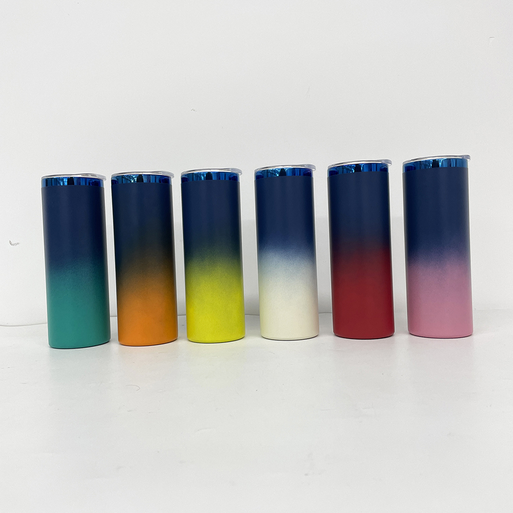 25 Pack YIPAI China Warehouse Mirror Blue Plated Underneath 20oz Straight Tumbler for Laser Engraving