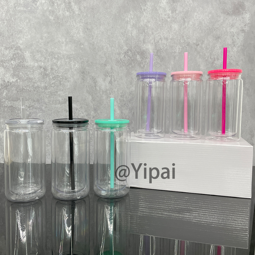 25 Pack YIPAI USA Warehouse 12oz Pre-Drilled Snow Globe Plastic Can With Colorful PP Lid and Plug