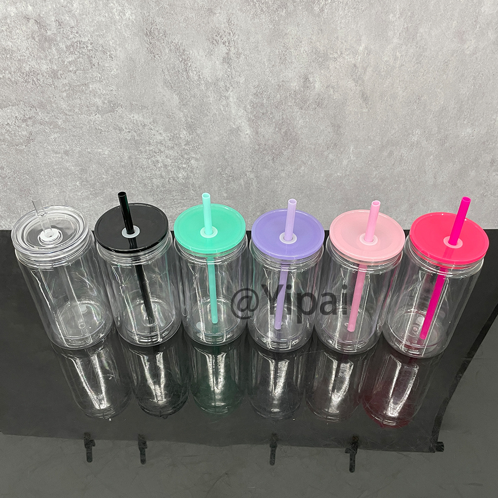 25 Pack YIPAI USA Warehouse 12oz Pre-Drilled Snow Globe Plastic Can With Colorful PP Lid and Plug