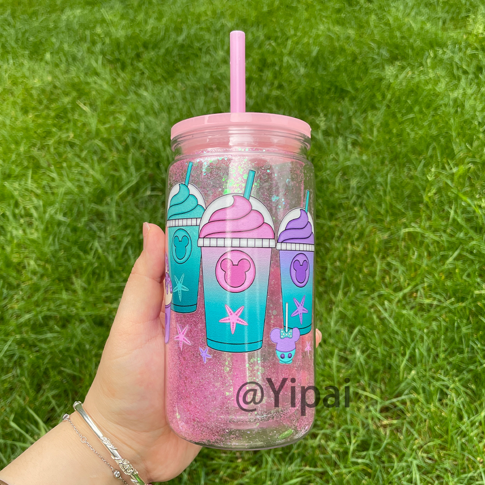 25 Pack YIPAI USA Warehouse 12oz Pre-Drilled Snow Globe Plastic Can With Colorful PP Lid and Plug