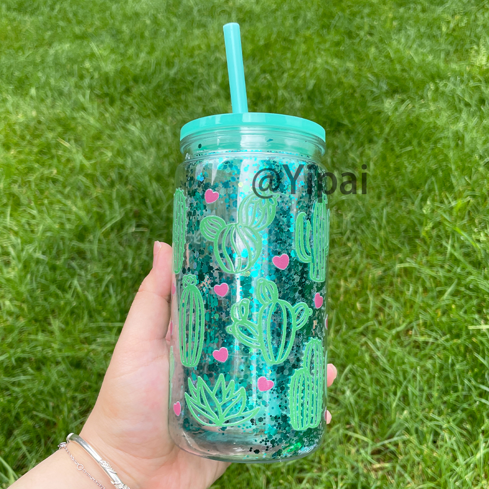25 Pack YIPAI USA Warehouse 12oz Pre-Drilled Snow Globe Plastic Can With Colorful PP Lid and Plug