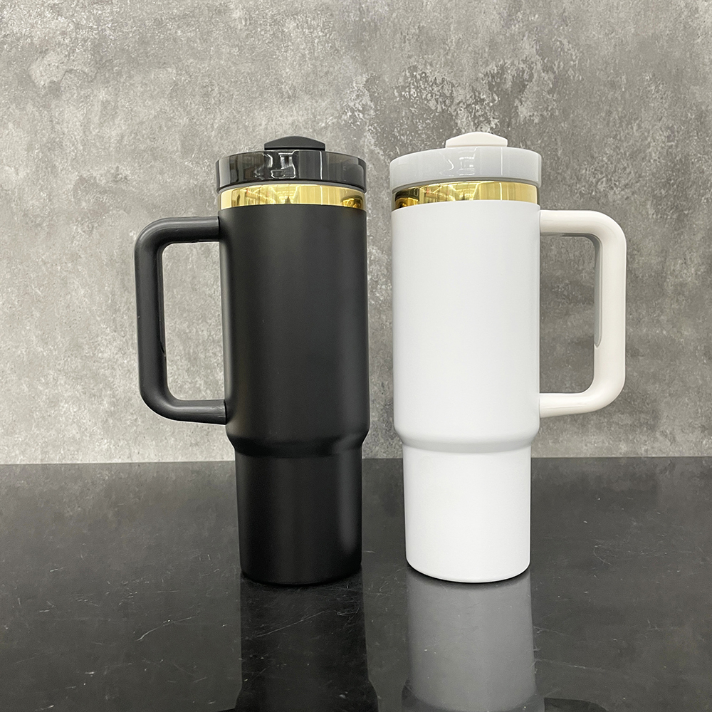 20 Pack YIPAI USA Warehouse Black White 30oz Mirror Gold Underneath Quencher Tumbler for Laser Engraving