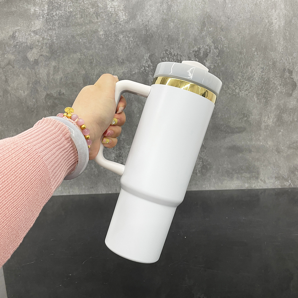 20 Pack YIPAI USA Warehouse Black White 30oz Mirror Gold Underneath Quencher Tumbler for Laser Engraving