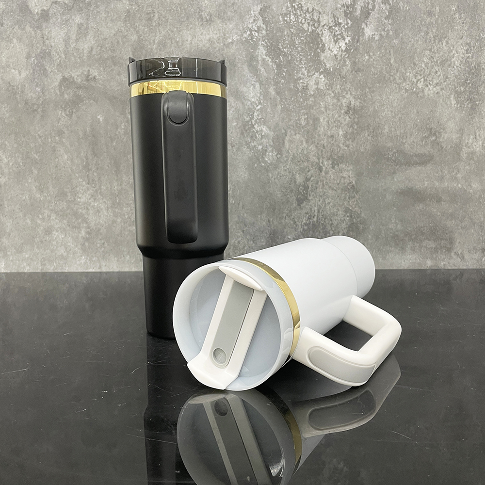 20 Pack YIPAI USA Warehouse Black White 30oz Mirror Gold Underneath Quencher Tumbler for Laser Engraving