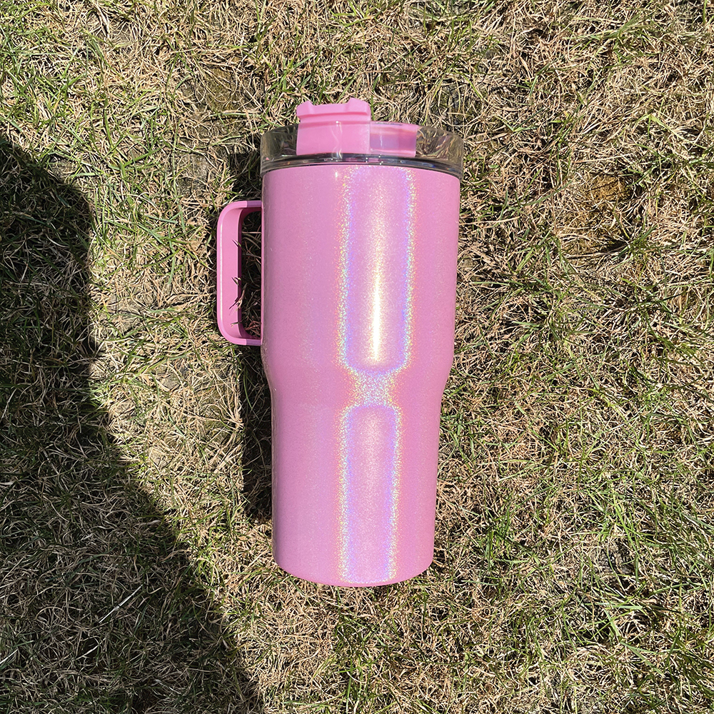 25 Pack YIPAI USA Warehouse Newest Style Sublimation 20oz Kids Sparkly Shimmer Stanley Tumbler with Handle