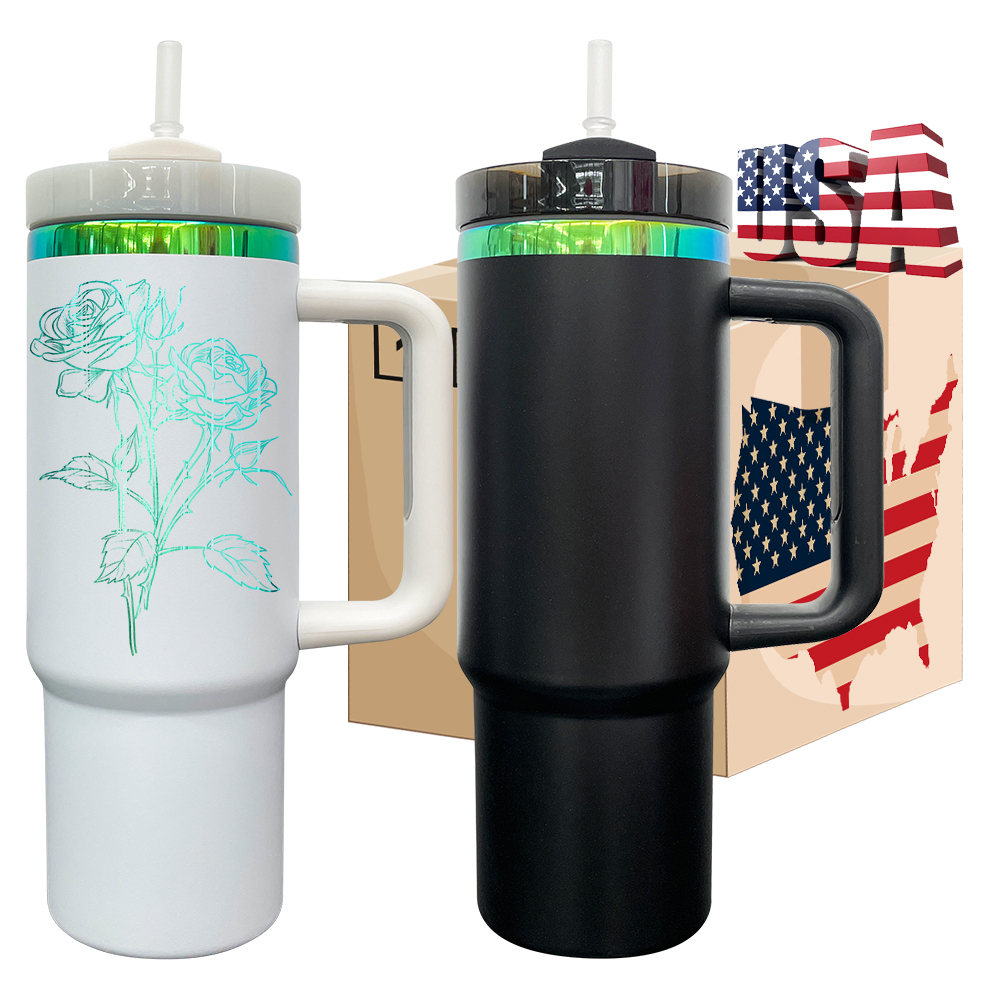 20 Pack YIPAI USA Warehouse 30oz H2.0 Green Plated Christmas Tumblers For Laser Engraving