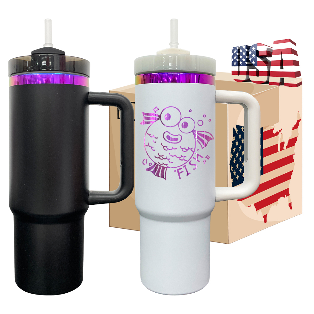20 Pack YIPAI USA Warehouse H2.0 30oz Purple Plated Underneath Powder Coated Quencher Tumblers for Laser Engraving
