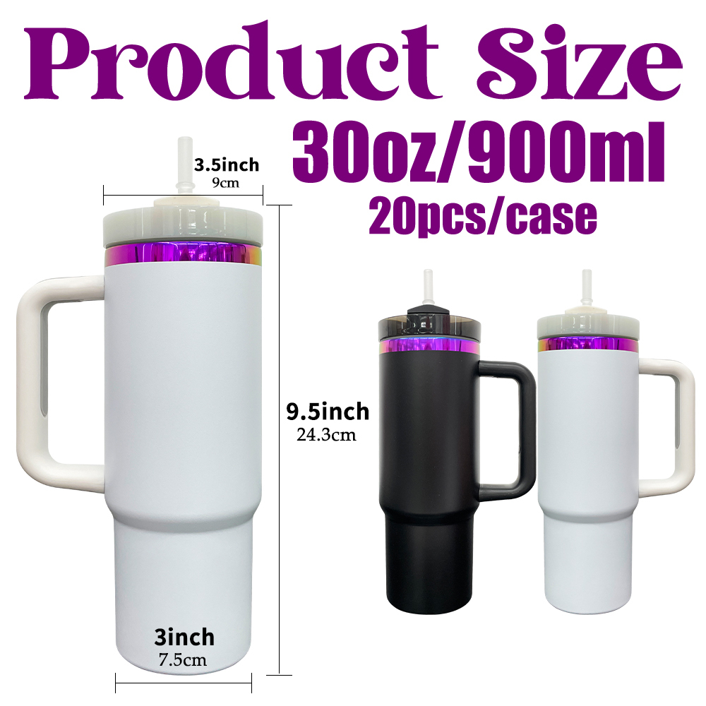 20 Pack YIPAI USA Warehouse H2.0 30oz Purple Plated Underneath Powder Coated Quencher Tumblers for Laser Engraving