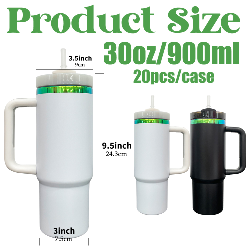 20 Pack YIPAI USA Warehouse 30oz H2.0 Green Plated Christmas Tumblers For Laser Engraving