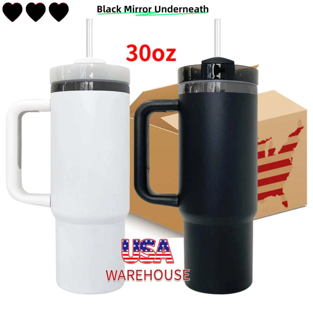 20 Pack YIPAI USA Warehouse 30oz H2.0 Mirror Black Plated Undertean Powder Coating Tumblers for Laser Engraving
