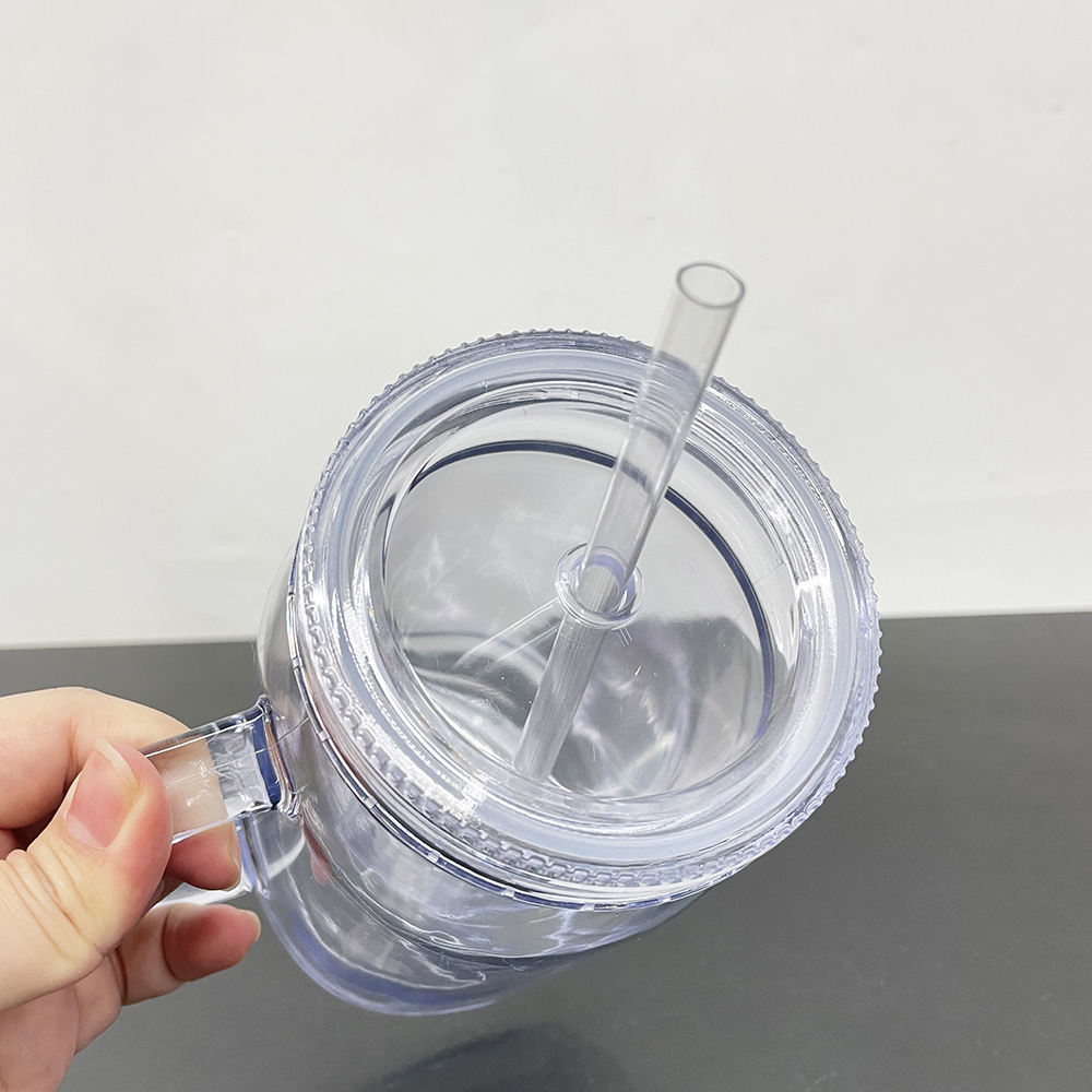 25 Pack YIPAI China Warehouse Snow Globe 20oz Plastic Mason Jars with Handles (Pre-drilled Hole and Plug)