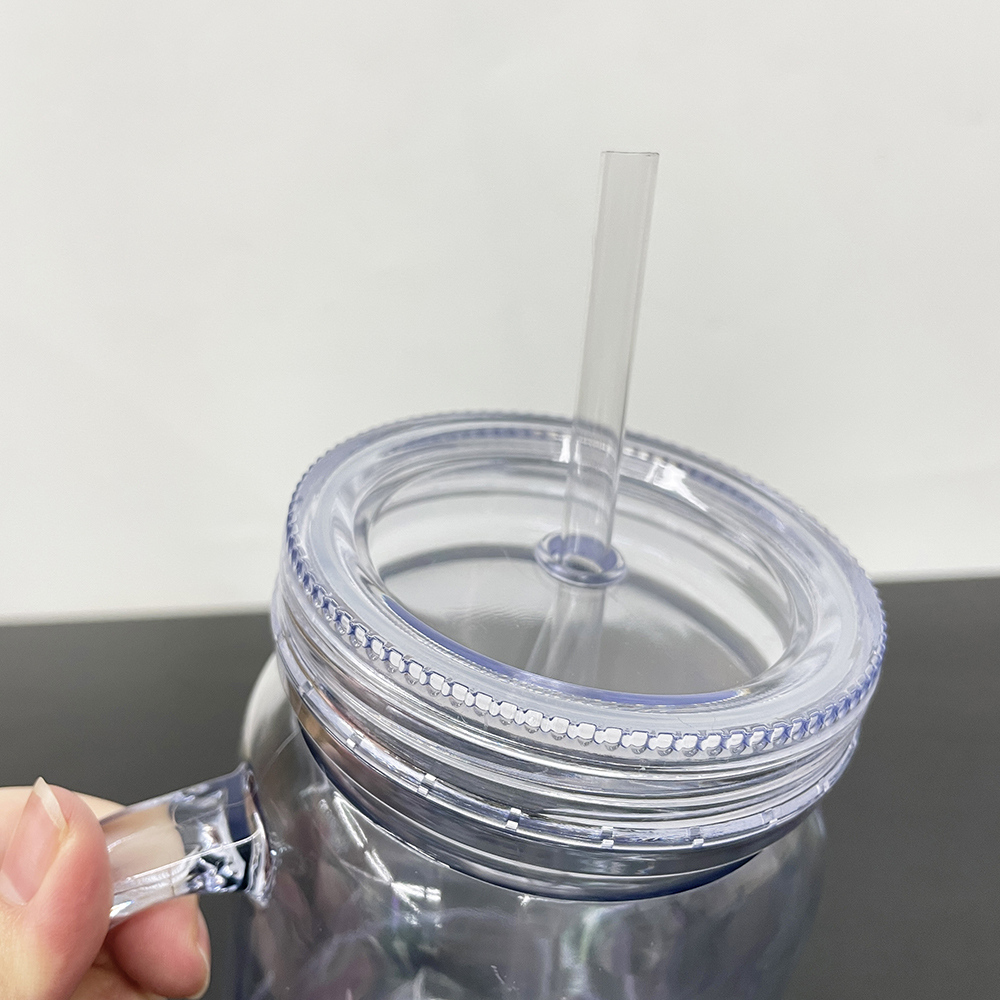 25 Pack YIPAI China Warehouse Snow Globe 20oz Plastic Mason Jars with Handles (Pre-drilled Hole and Plug)