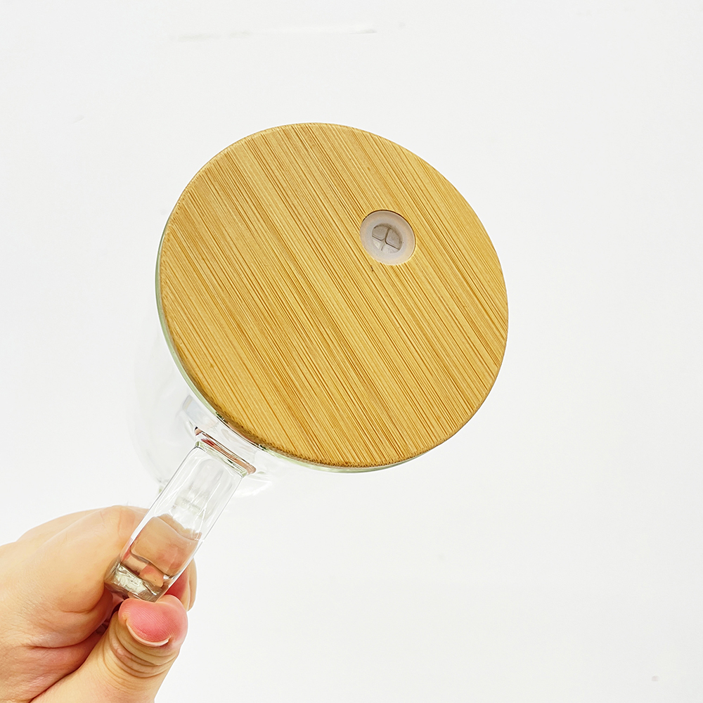 12 Pack YIPAI China Warehouse Sublimation Blanks Pre Drilled Hole 32oz 40oz Glass Snow Globe Tumbler Cups with Handle and Bamboo Lid for UV DTF Cup Wraps