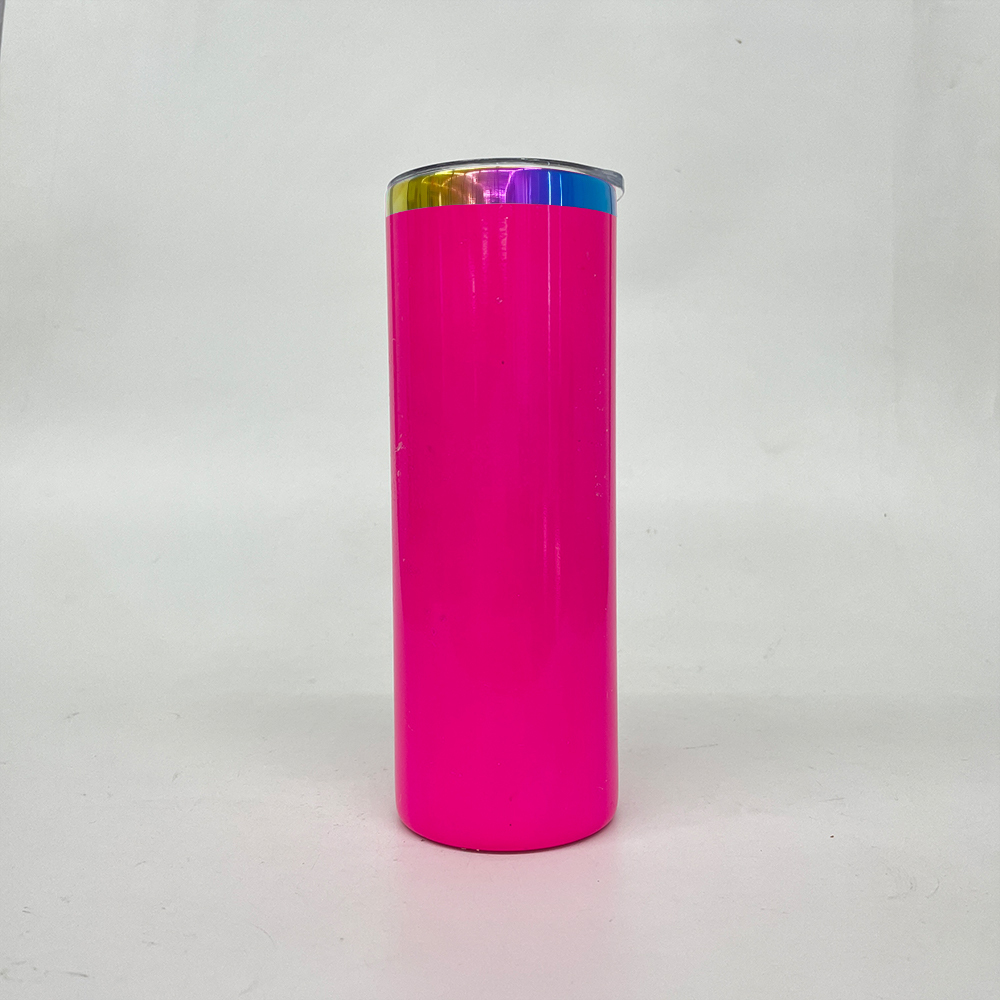 25 Pack YIPAI USA Warehouse 20oz Neon Colored Rainbow Underneath Sublimation Skinny Straight Tumbler for Laser Engraving and Sublimation