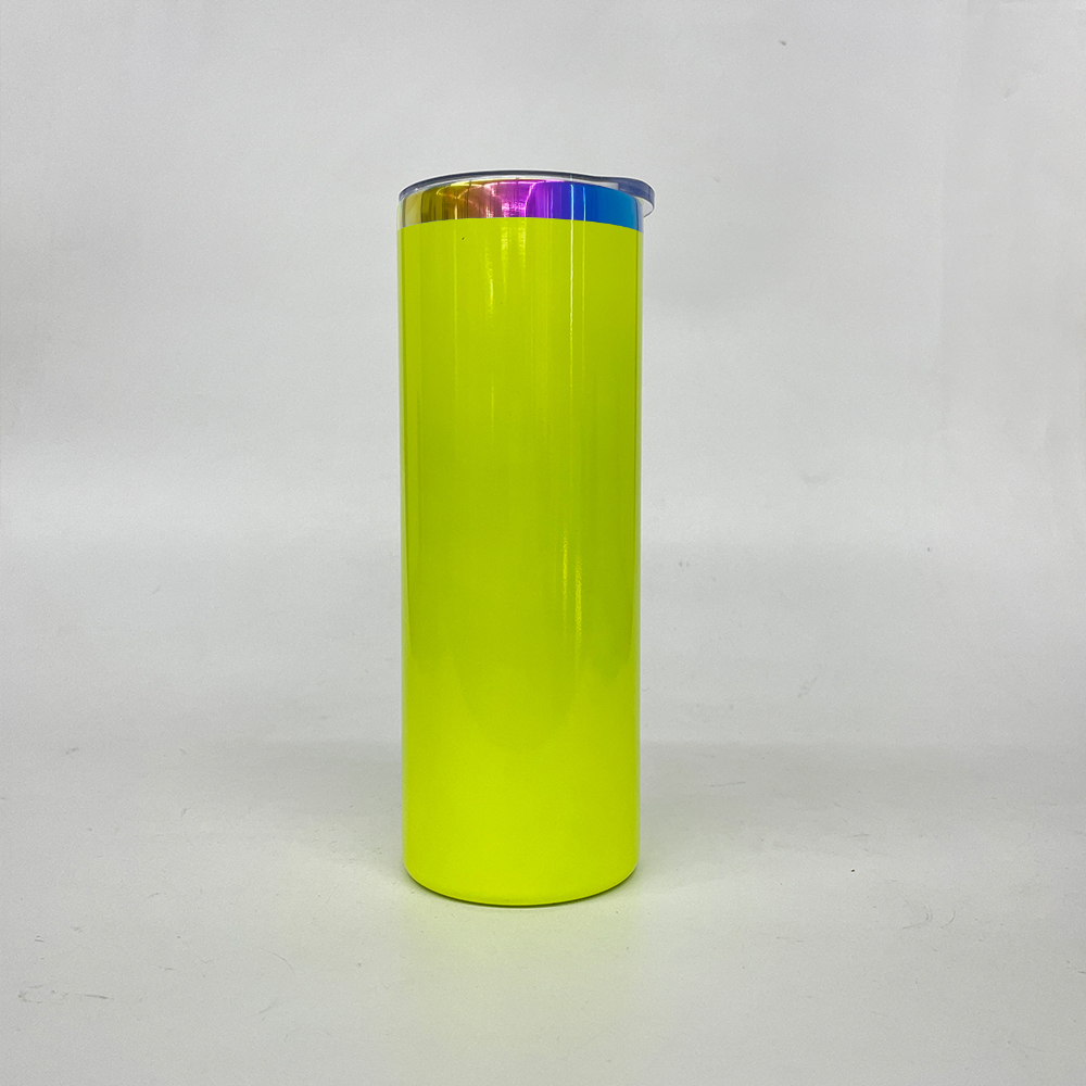 25 Pack YIPAI USA Warehouse 20oz Neon Colored Rainbow Underneath Sublimation Skinny Straight Tumbler for Laser Engraving and Sublimation