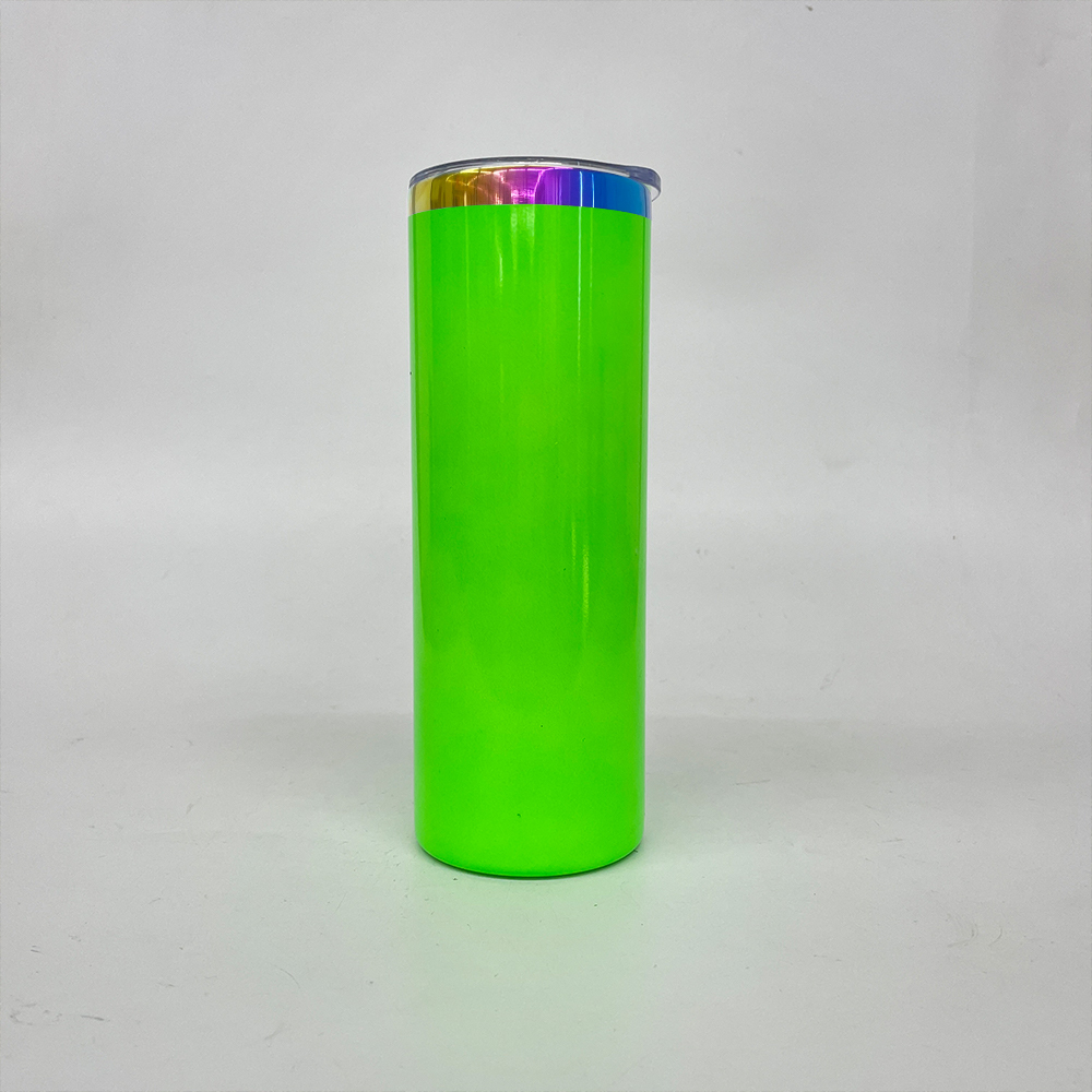 25 Pack YIPAI USA Warehouse 20oz Neon Colored Rainbow Underneath Sublimation Skinny Straight Tumbler for Laser Engraving and Sublimation
