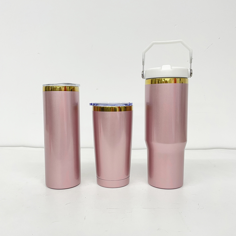 20 Pack YIPAI China Warehouse 20oz 30oz Shiny Rose Gold Tumblers with Mirror Gold Underneath Suit for Laser Engraving and Sublimation