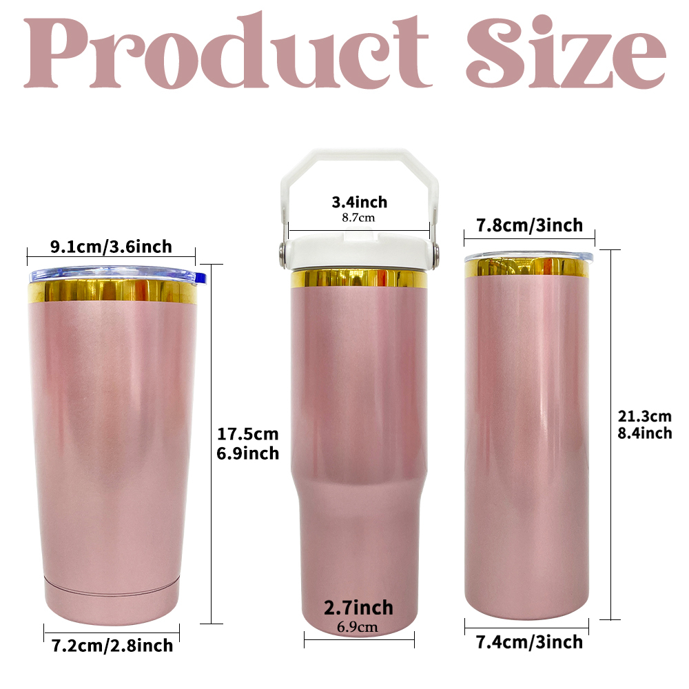20 Pack YIPAI China Warehouse 20oz 30oz Shiny Rose Gold Tumblers with Mirror Gold Underneath Suit for Laser Engraving and Sublimation