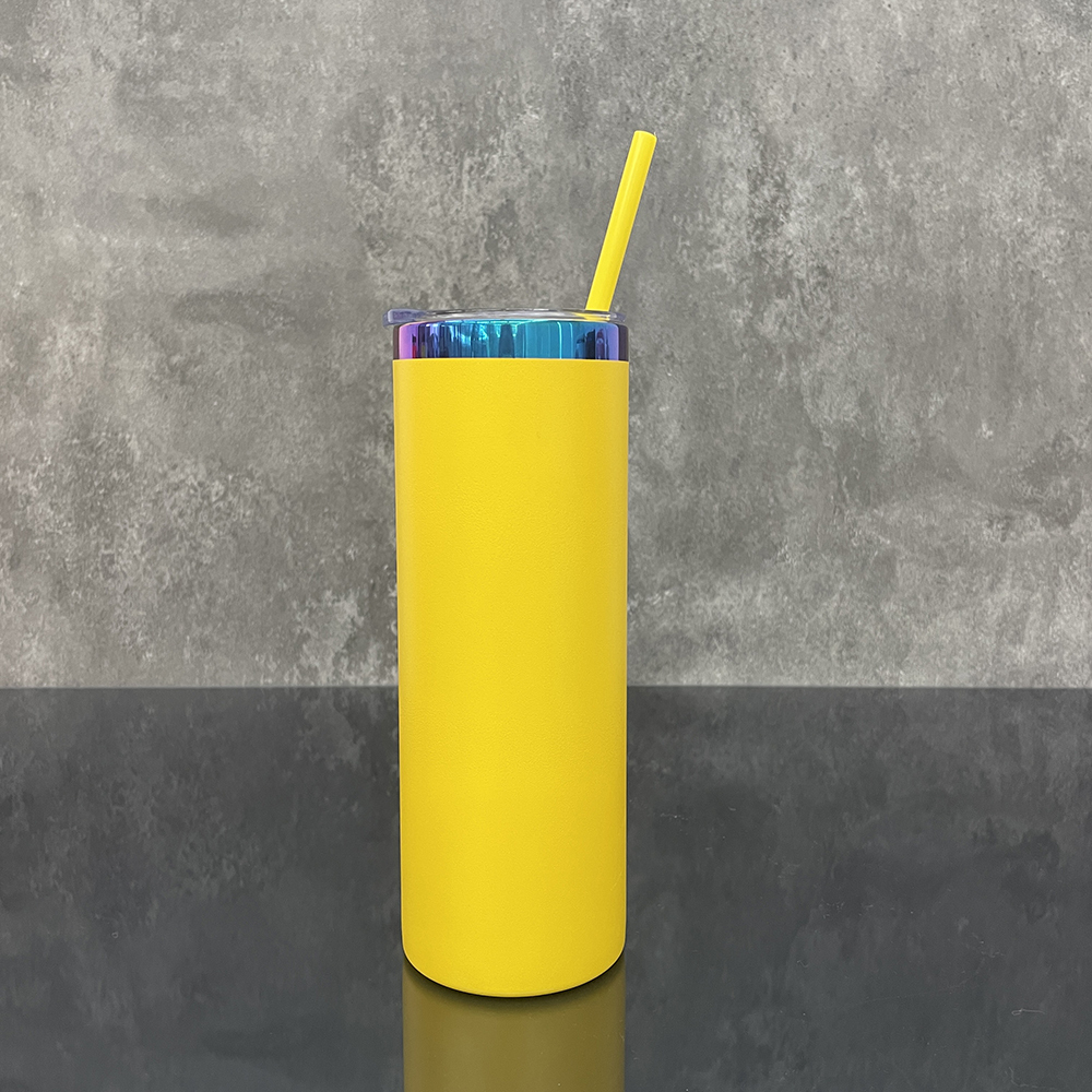 25 Pack YIPAI USA Warehouse 20oz Rainbow Plated Straight Tumbler With Colored PP Straw for Laser Engraving