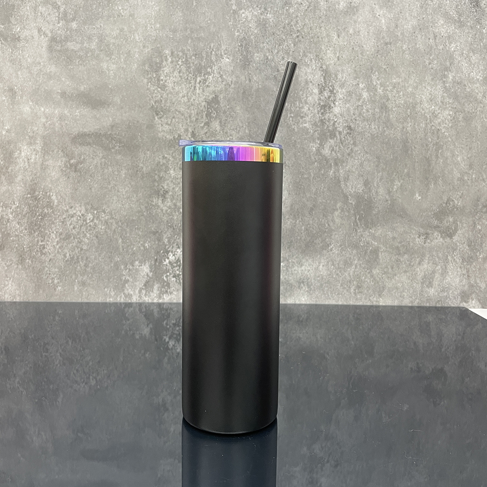 25 Pack YIPAI USA Warehouse 20oz Rainbow Plated Straight Tumbler With Colored PP Straw for Laser Engraving