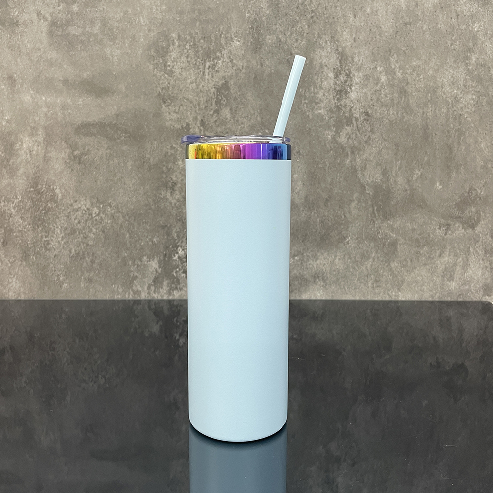 25 Pack YIPAI USA Warehouse 20oz Rainbow Plated Straight Tumbler With Colored PP Straw for Laser Engraving