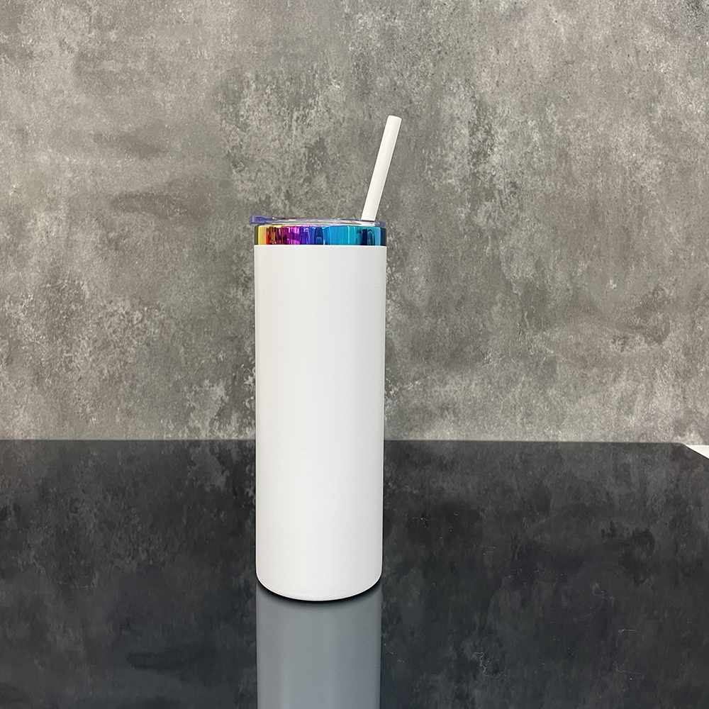 25 Pack YIPAI USA Warehouse 20oz Rainbow Plated Straight Tumbler With Colored PP Straw for Laser Engraving