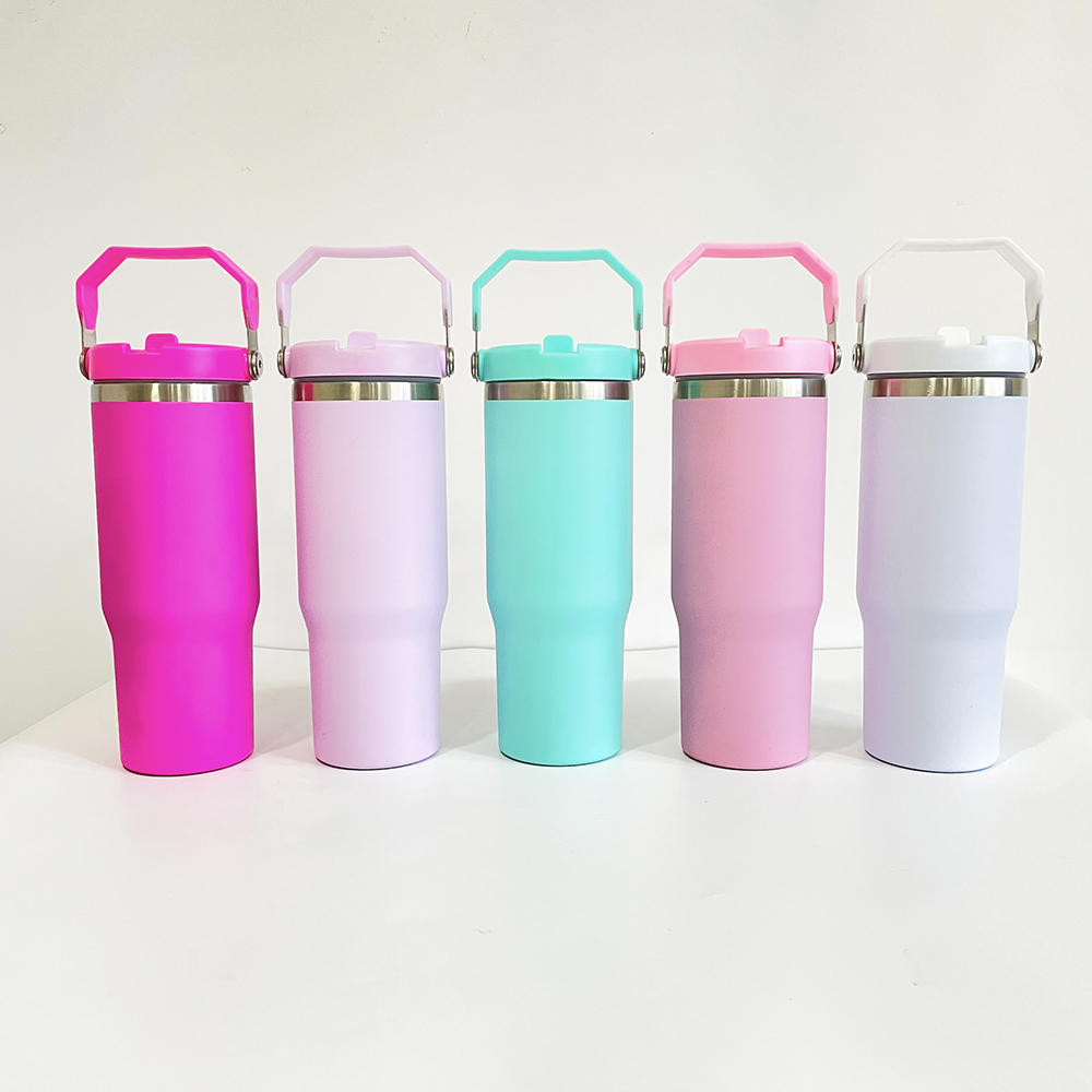25 Pack YIPAI USA Warehouse 30oz Stanley Style Matte White Color Only Flip Straw School  SublimationTumbler for Kids