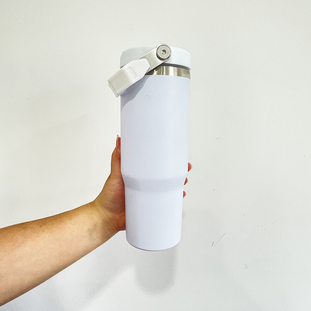25 Pack YIPAI USA Warehouse 30oz Stanley Style Matte White Color Only Flip Straw School  SublimationTumbler for Kids