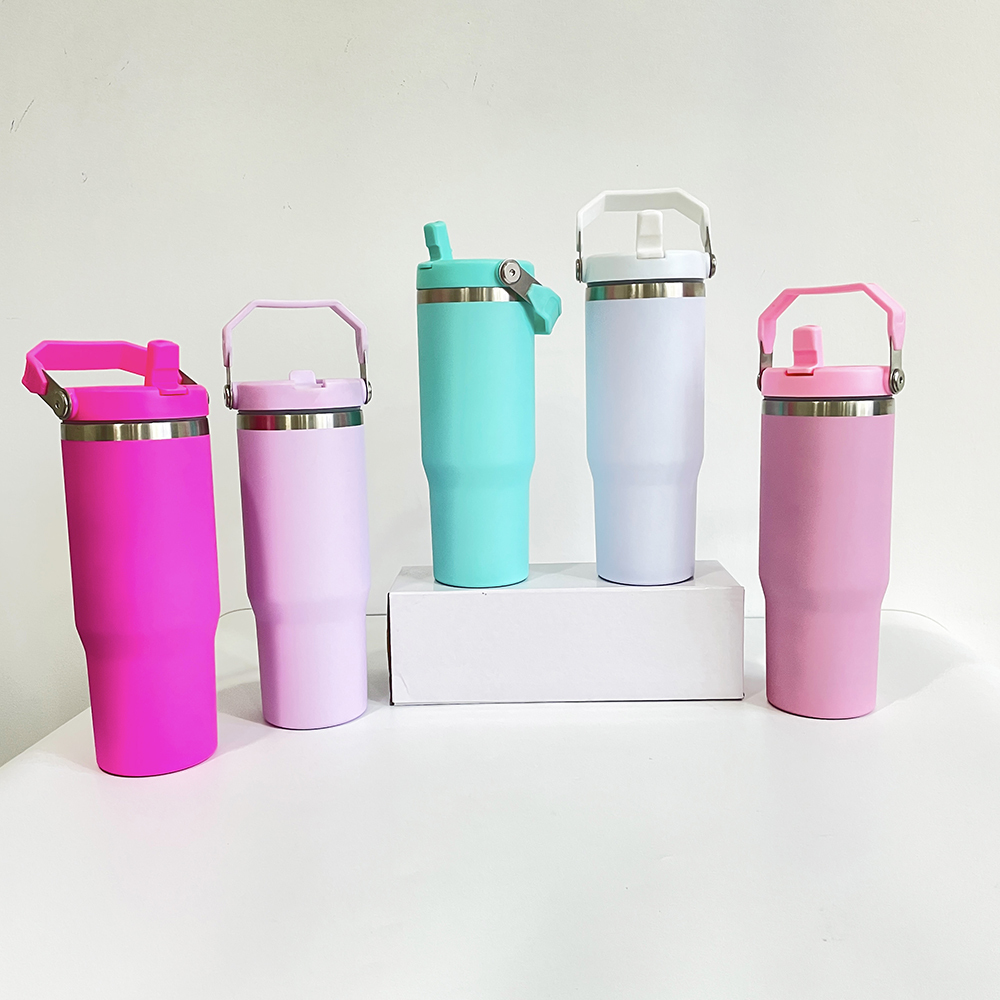 25 Pack YIPAI USA Warehouse 30oz Stanley Style Matte White Color Only Flip Straw School  SublimationTumbler for Kids