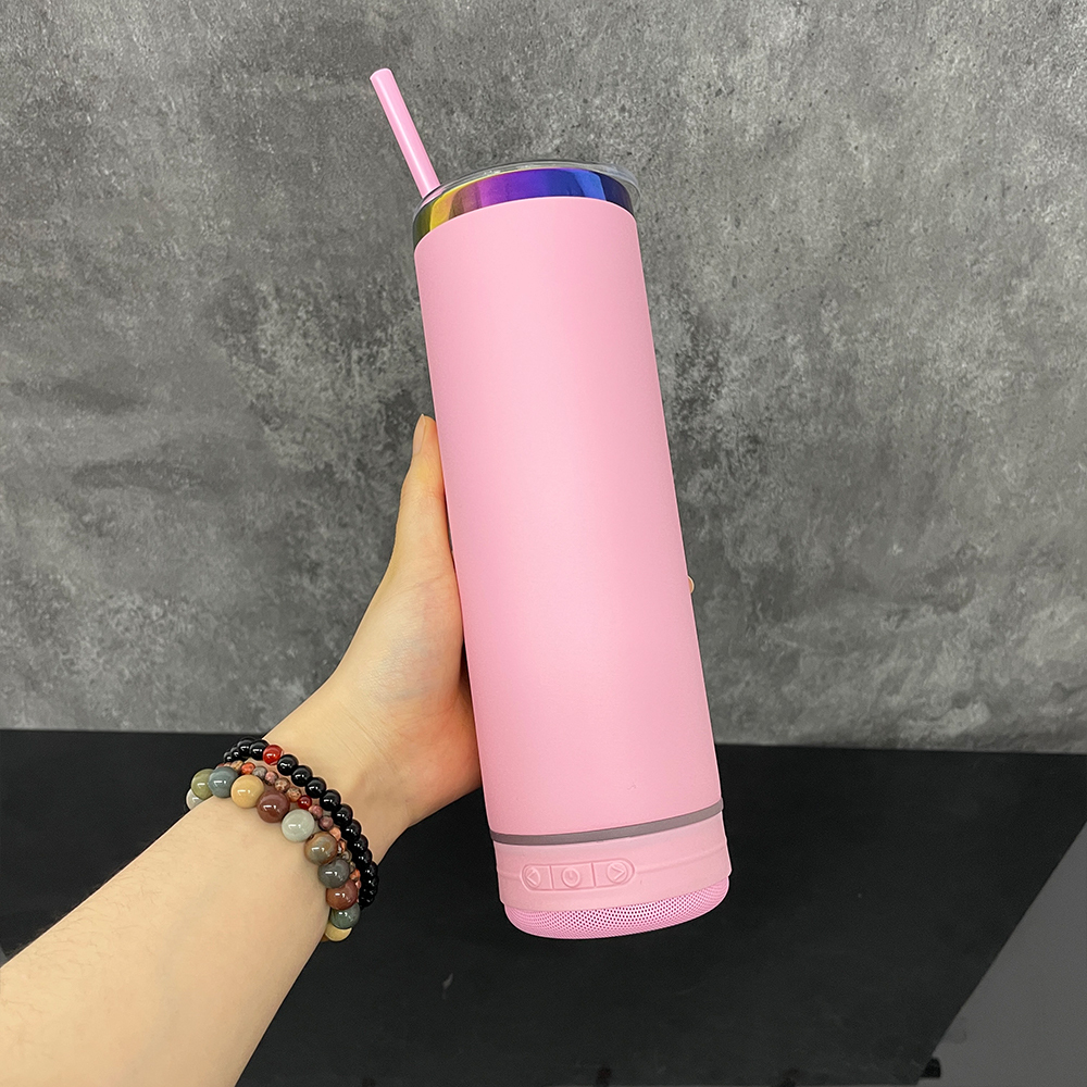 25 Pack YIPAI USA Warehouse Powder Coated 20oz Rainbow Plated Speaker Bluetooth Music Tumbler for Laser Engraving