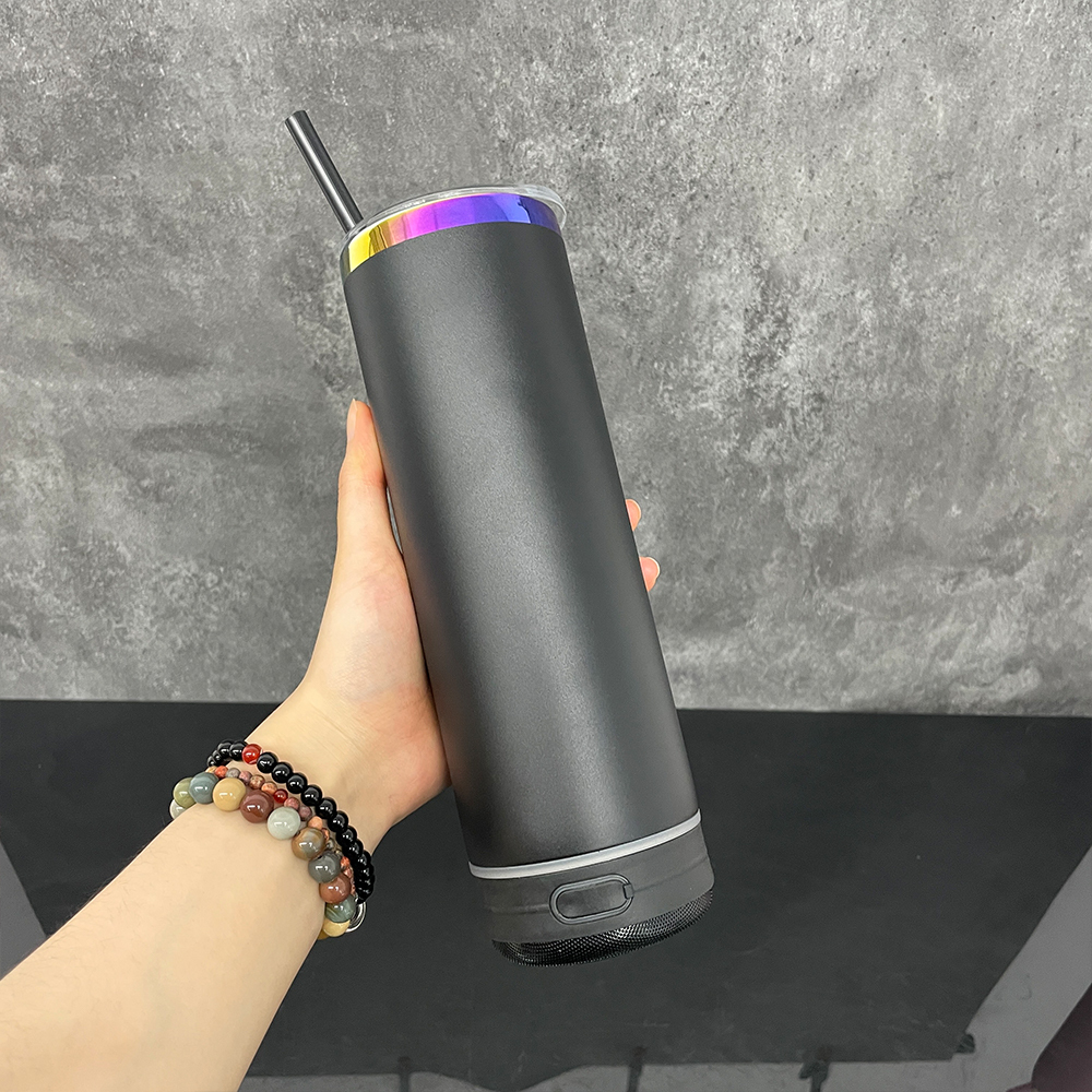 25 Pack YIPAI USA Warehouse Powder Coated 20oz Rainbow Plated Speaker Bluetooth Music Tumbler for Laser Engraving