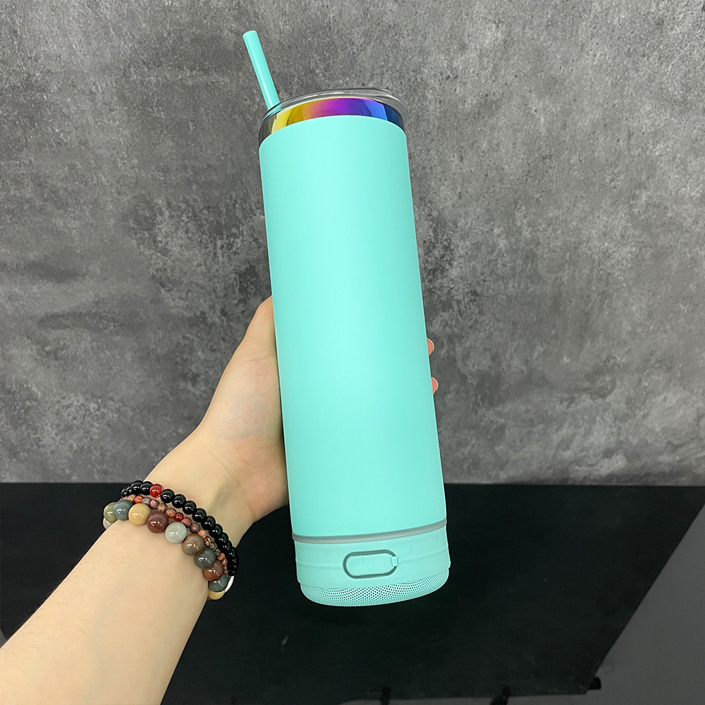 25 Pack YIPAI USA Warehouse Powder Coated 20oz Rainbow Plated Speaker Bluetooth Music Tumbler for Laser Engraving