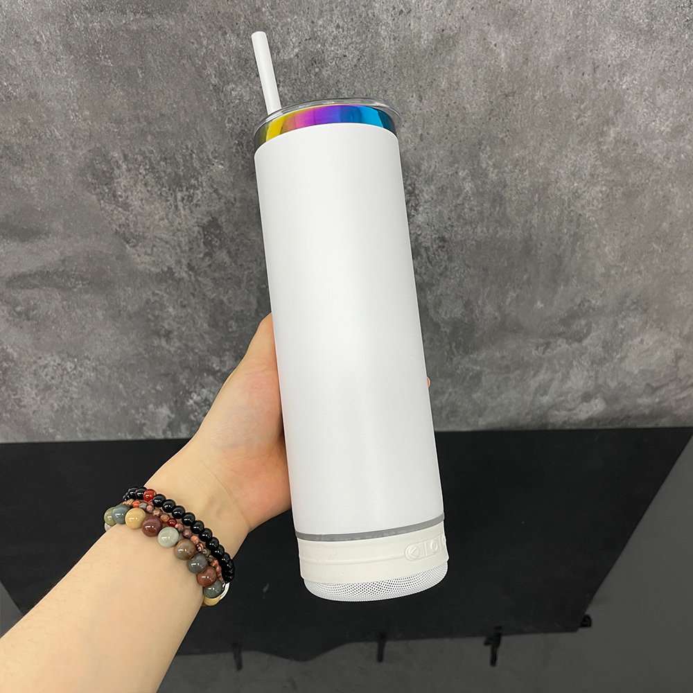 25 Pack YIPAI USA Warehouse Powder Coated 20oz Rainbow Plated Speaker Bluetooth Music Tumbler for Laser Engraving