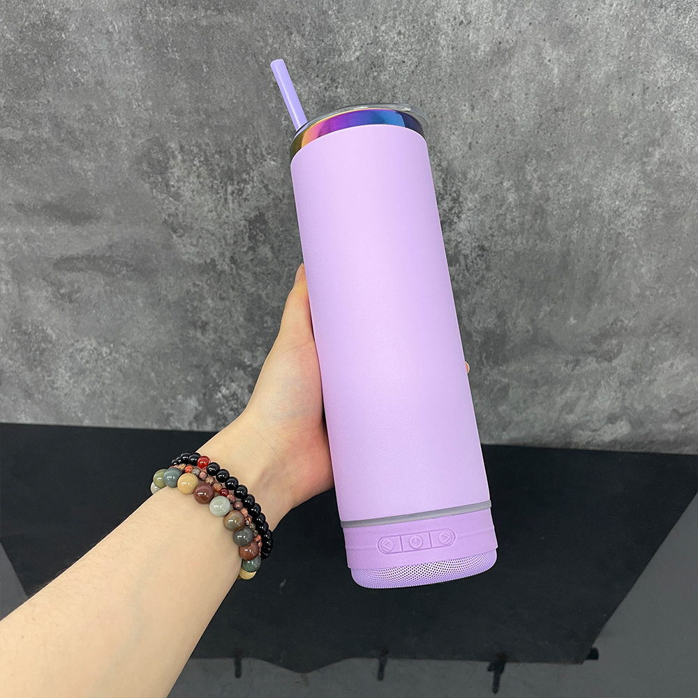 25 Pack YIPAI USA Warehouse Powder Coated 20oz Rainbow Plated Speaker Bluetooth Music Tumbler for Laser Engraving