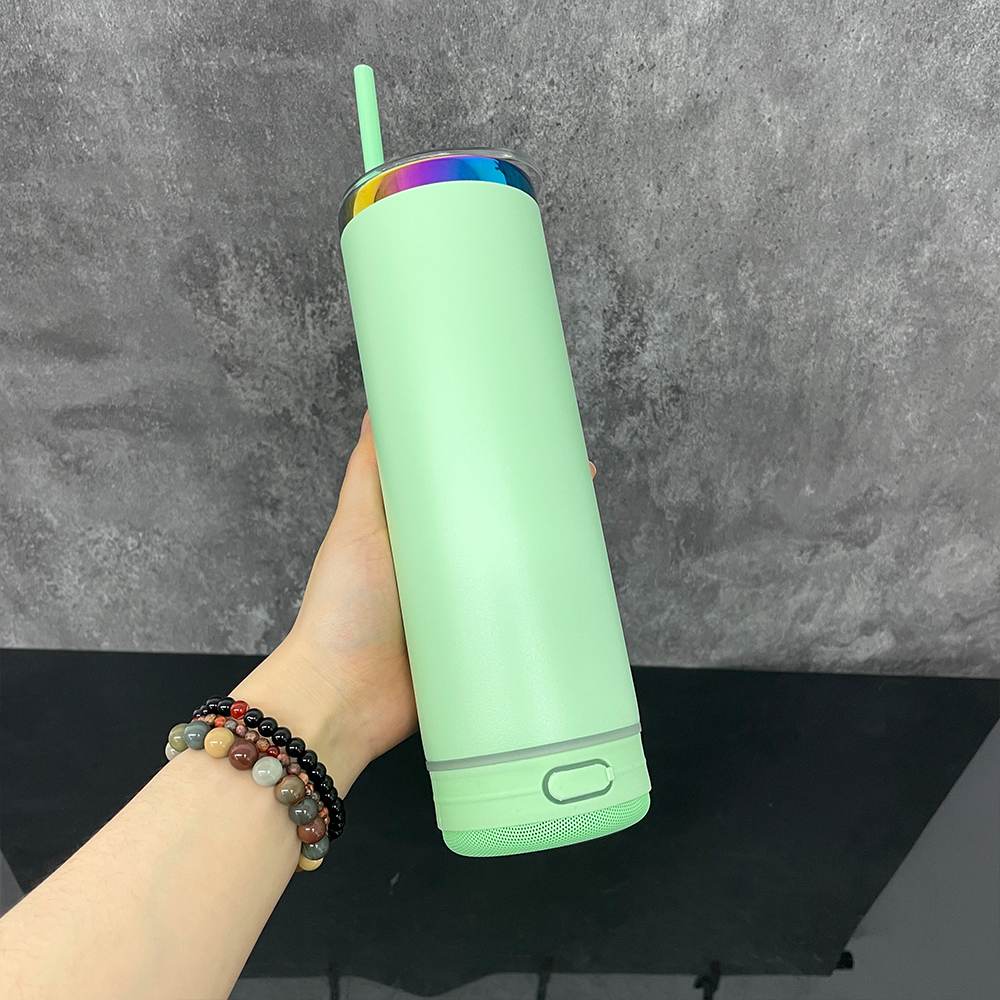 25 Pack YIPAI USA Warehouse Powder Coated 20oz Rainbow Plated Speaker Bluetooth Music Tumbler for Laser Engraving