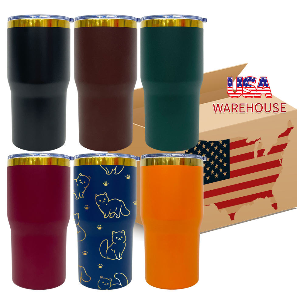 24 Pack YIPAI USA Warehouse Mirror Gold Plated 20oz Coffee Travel Mug with Leak Proof Slide Lids for Laser Engraving