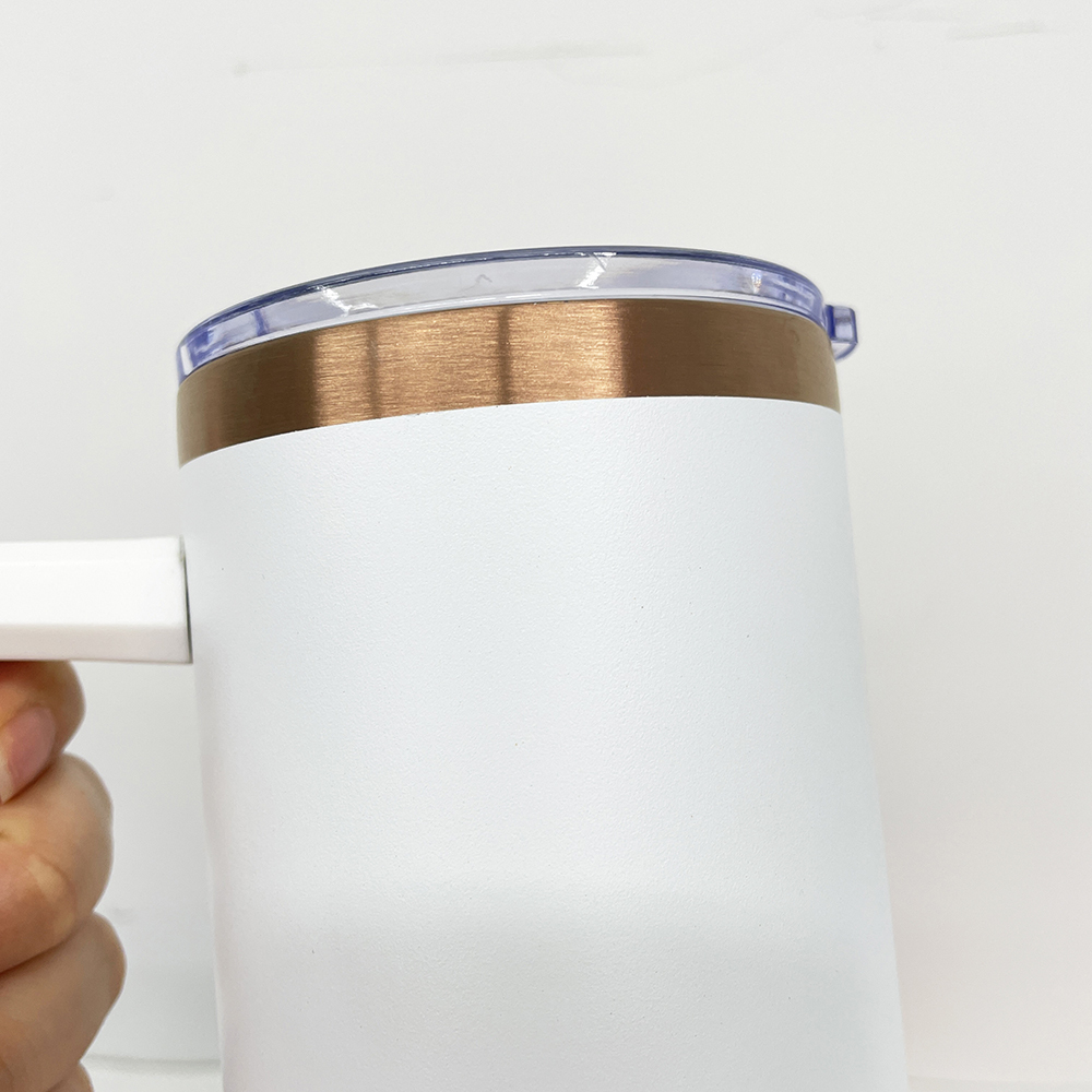 20 Pack YIPAI USA Warehouse Copper Underneath Powder Coated 20oz Coffee Mugs with Removable Plastic Handle for Laser Engraving