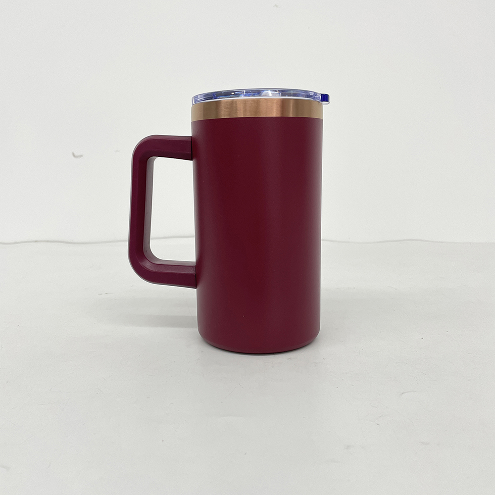 20 Pack YIPAI USA Warehouse Copper Underneath Powder Coated 20oz Coffee Mugs with Removable Plastic Handle for Laser Engraving